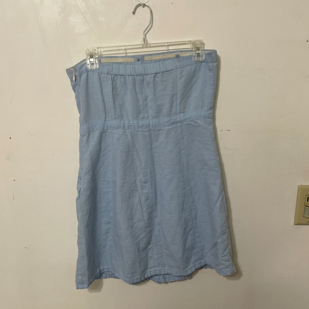 American Eagle Light Blue Strapless Button Down Mini Dress Small Pockets Tube - Picture 4 of 4